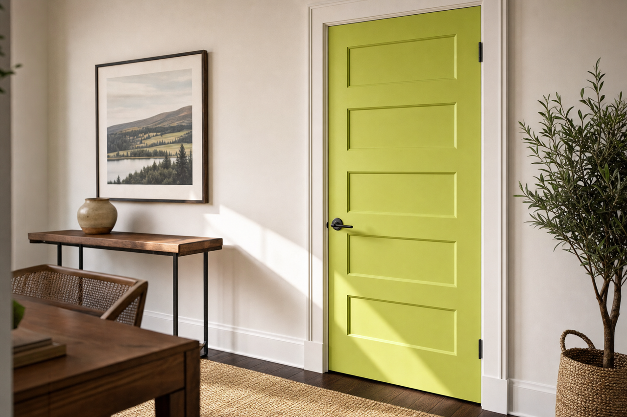 Limeade by Benjamin Moore on interior-doors