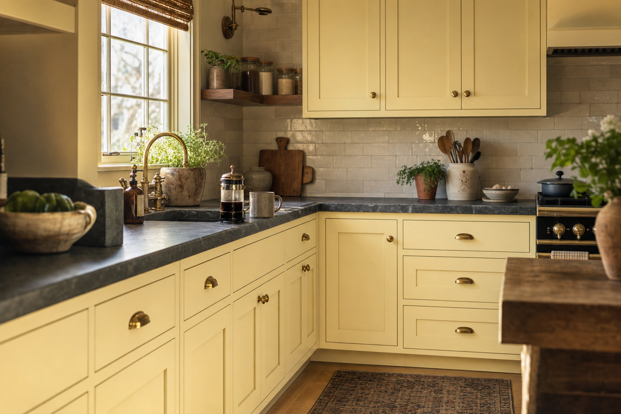 Handmade by Benjamin Moore on cabinets
