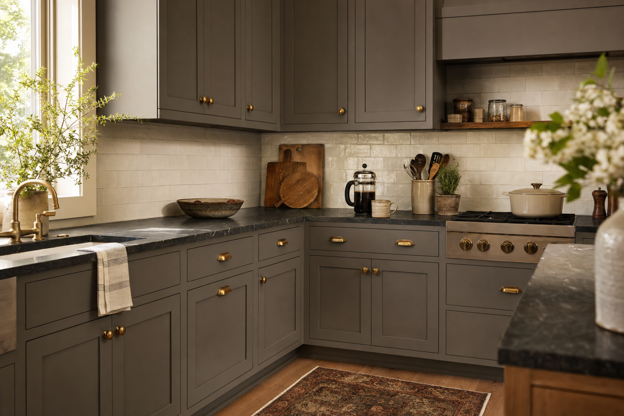Coachman's by Benjamin Moore on cabinets