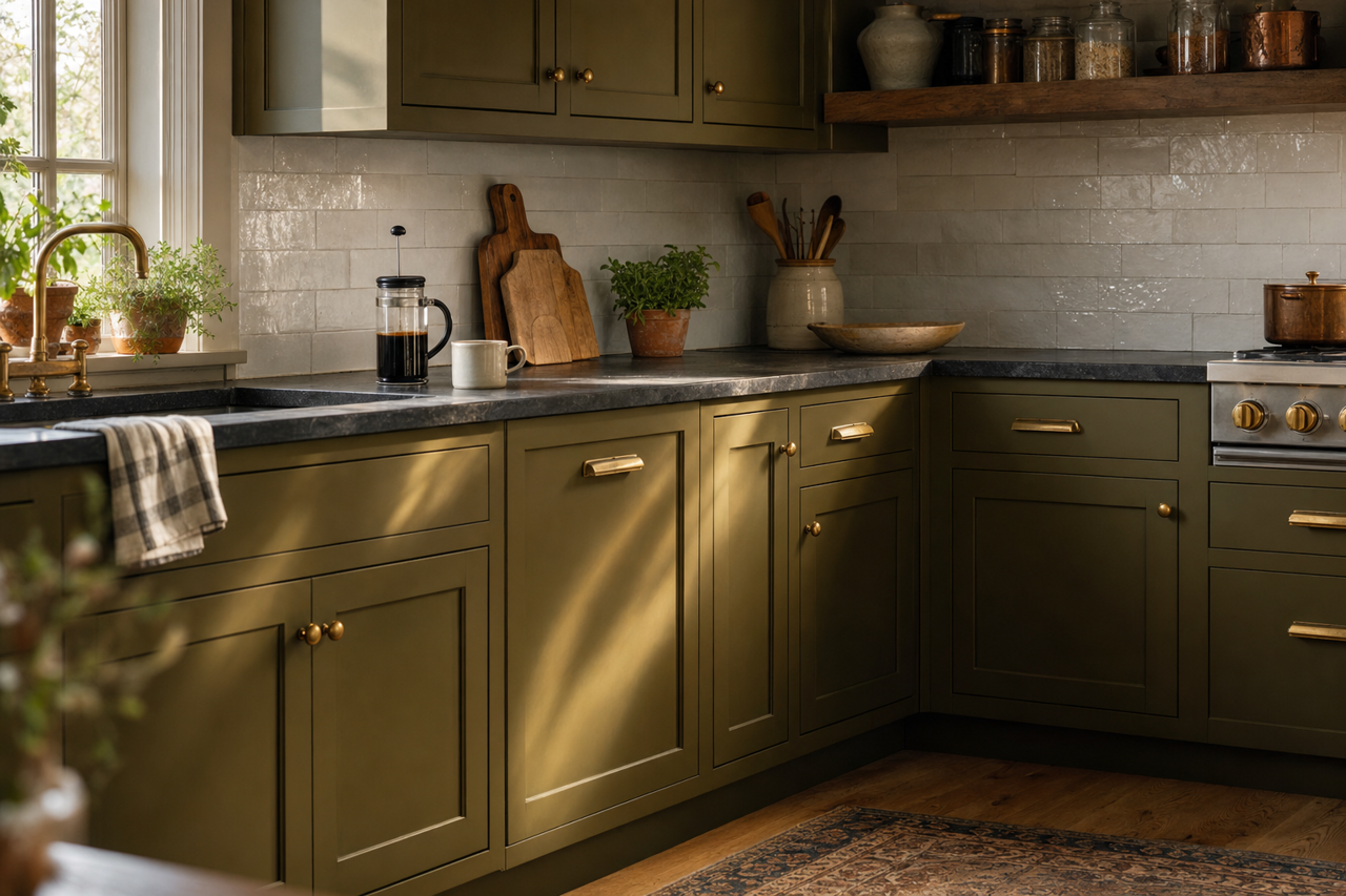Jungle by Benjamin Moore on cabinets