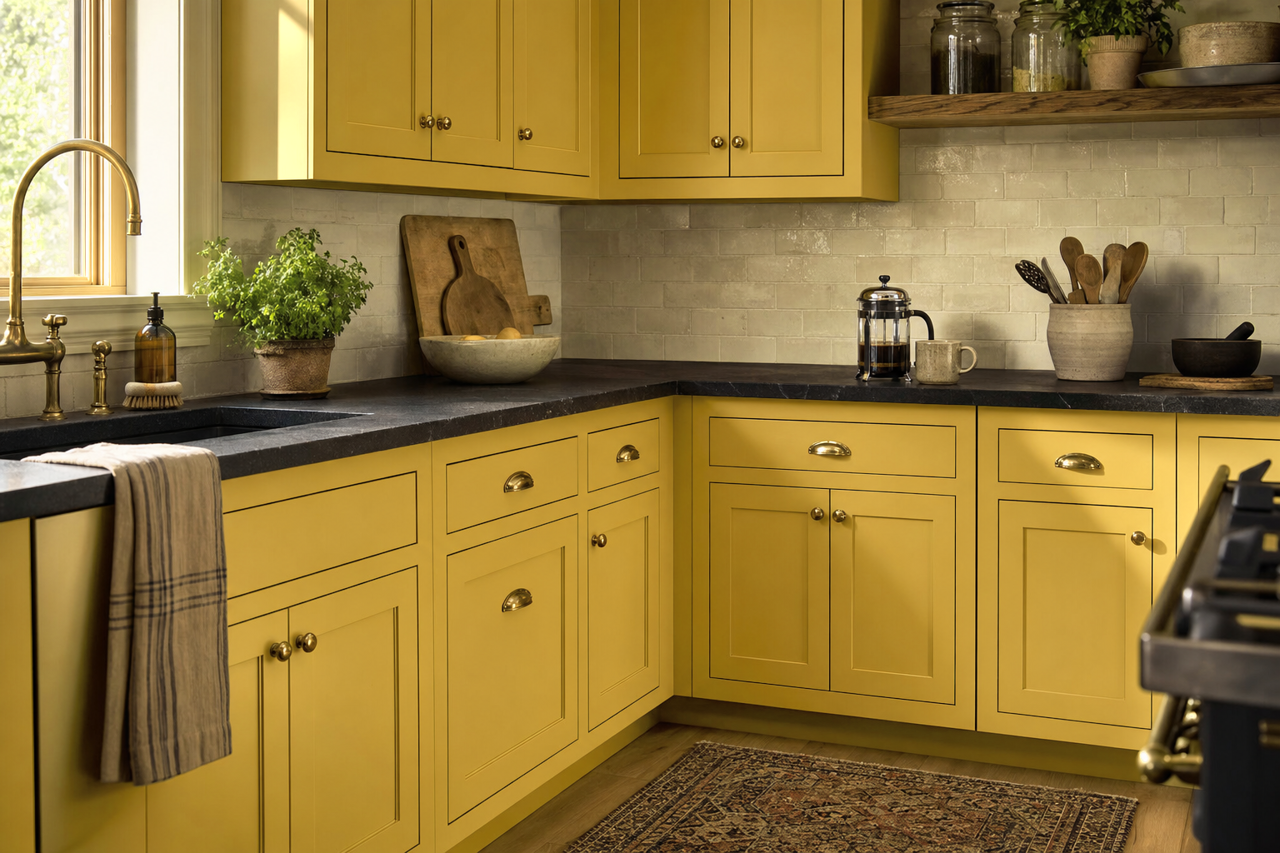 Spice by Benjamin Moore on cabinets