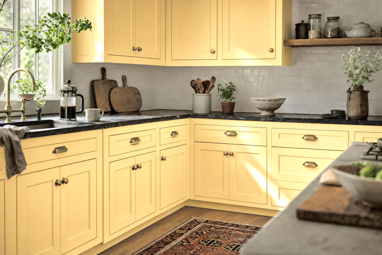 Sundress by Benjamin Moore on cabinets
