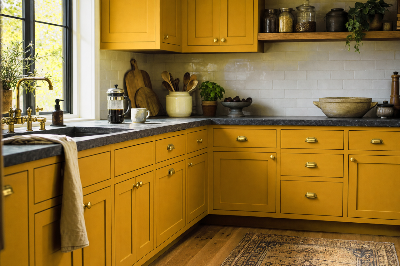 Goldsmith by Benjamin Moore on cabinets
