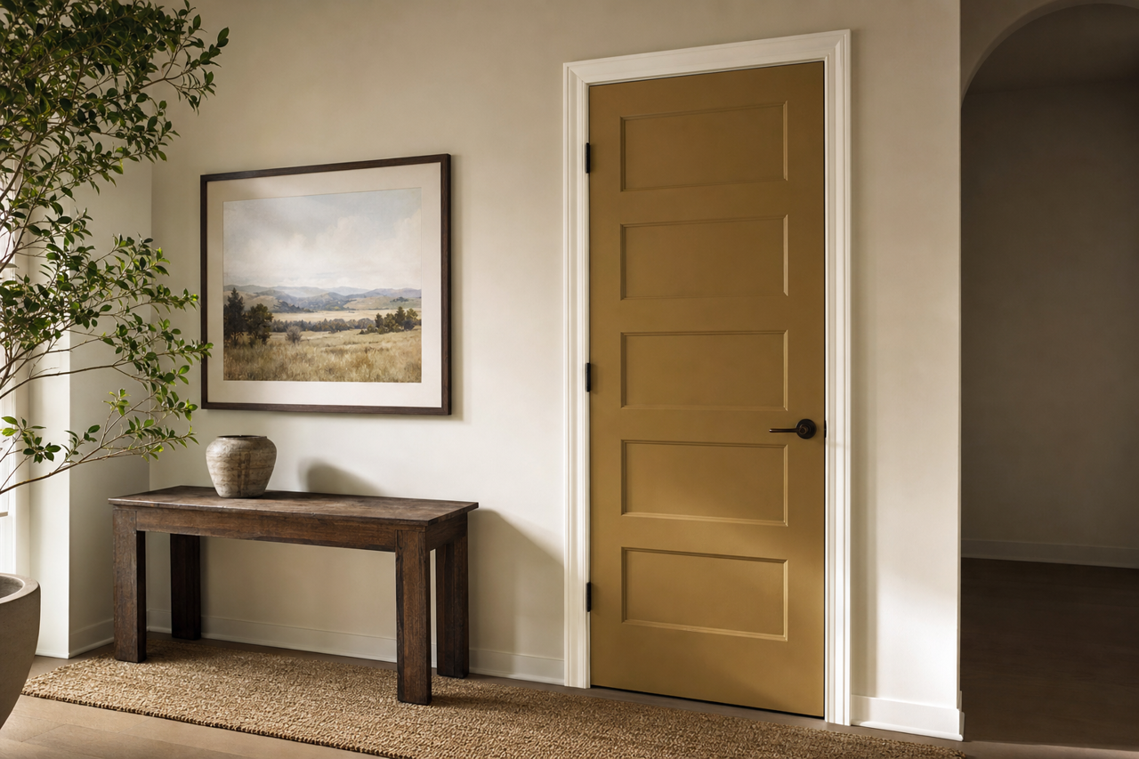 Bittergreen by Benjamin Moore on interior-doors
