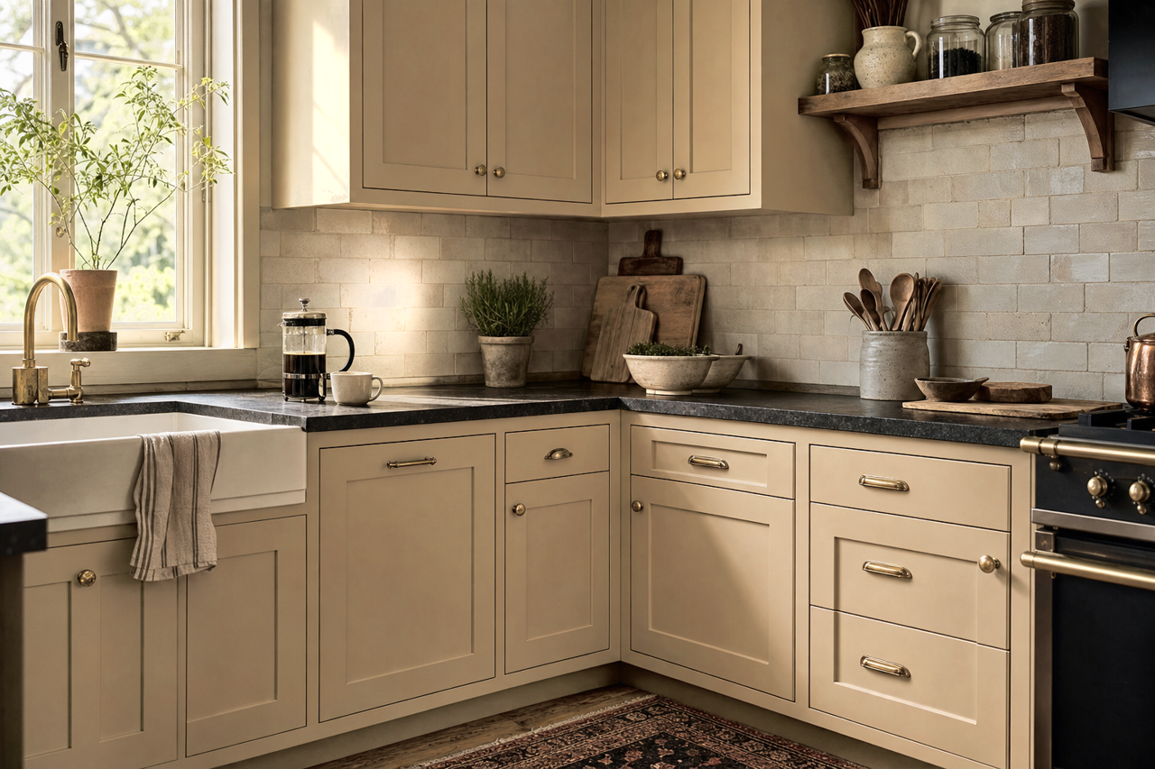 Coffeehouse by Benjamin Moore on cabinets
