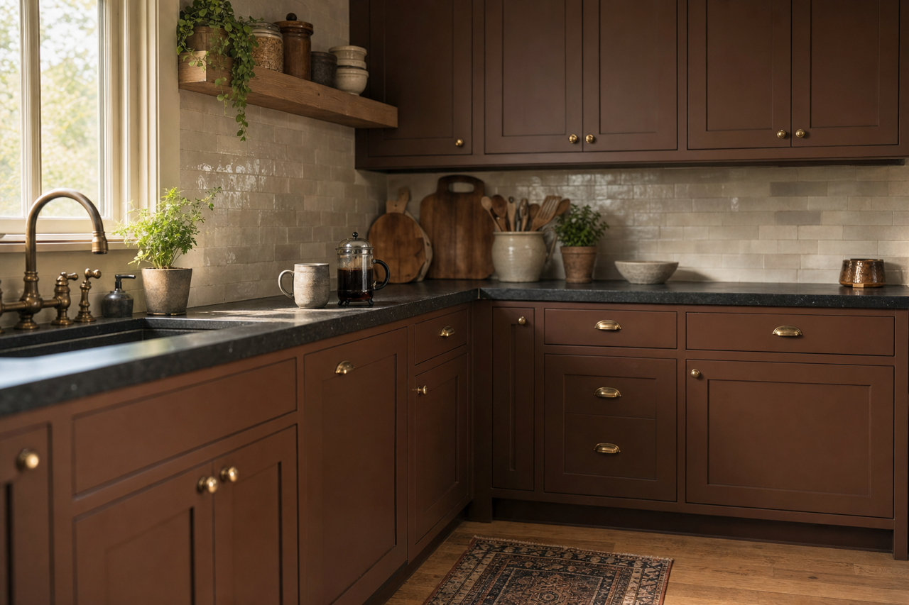 Coffeehouse by Benjamin Moore on cabinets