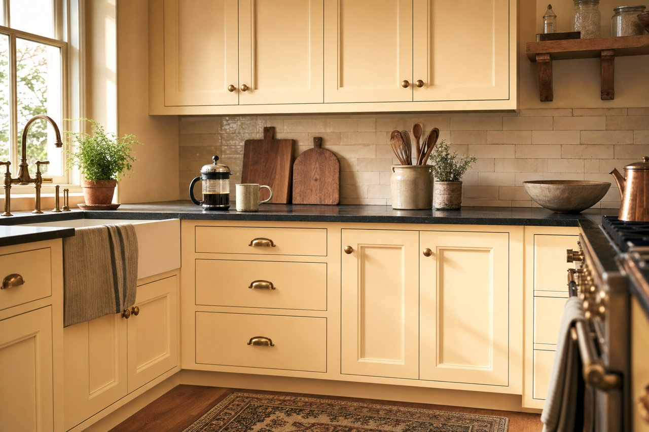 Ludwell by Benjamin Moore on cabinets