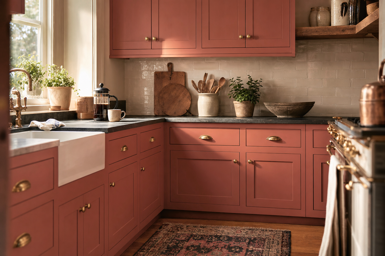 Brickyard by Benjamin Moore on cabinets