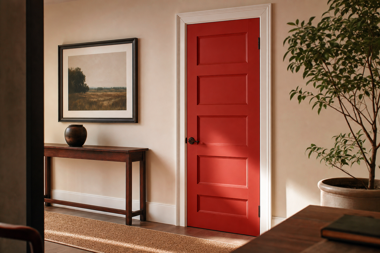 Cochineal by Benjamin Moore on interior-doors