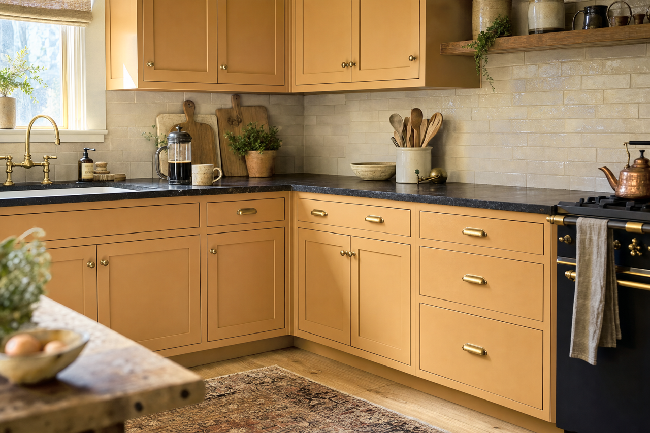 Coffeehouse by Benjamin Moore on cabinets
