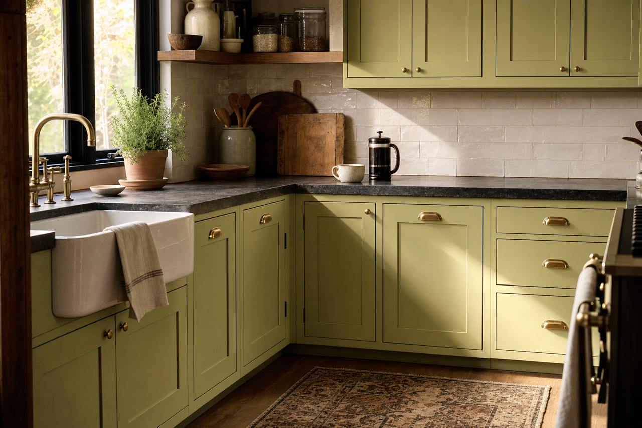Greenhow by Benjamin Moore on cabinets