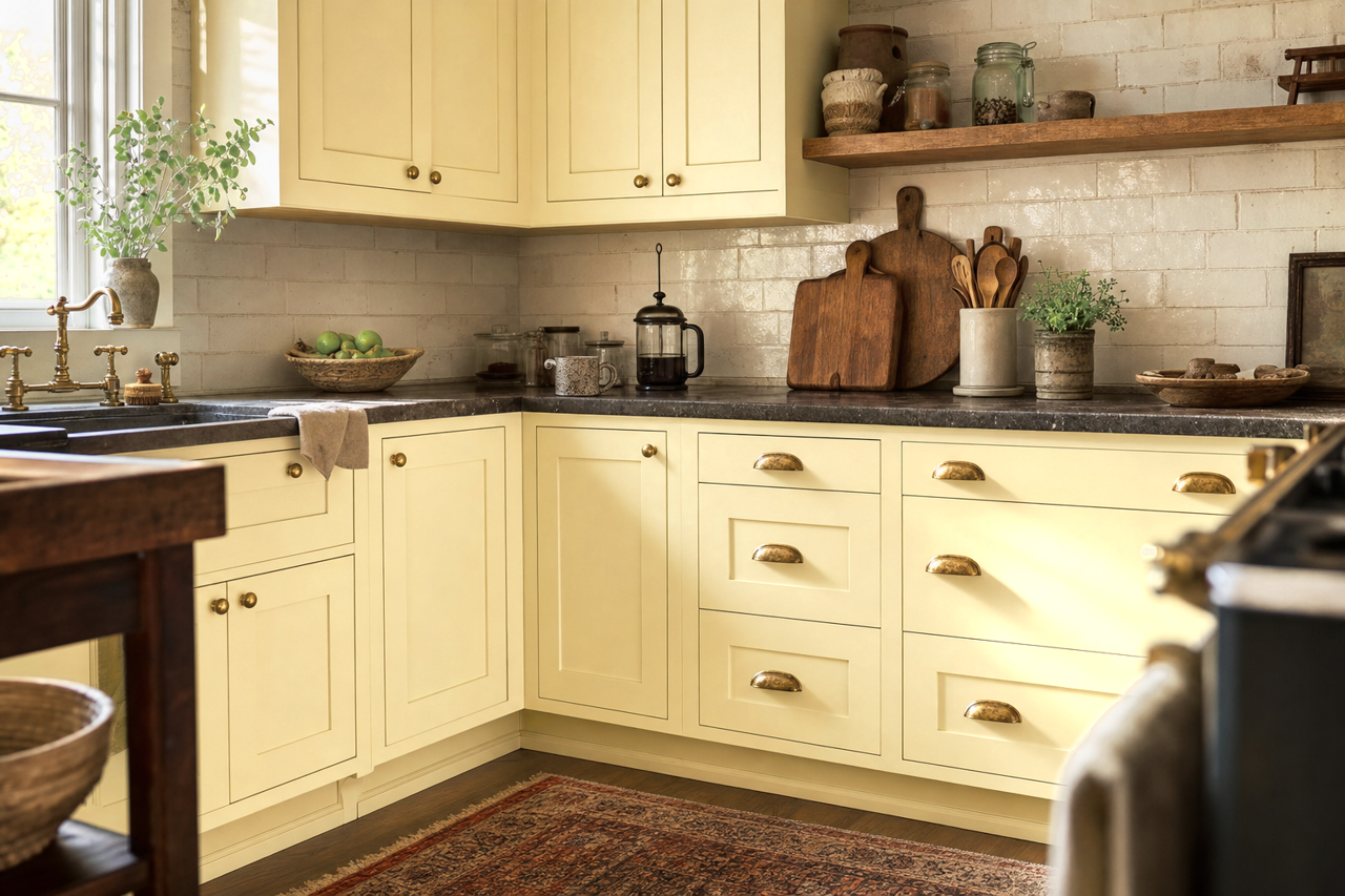 Green by Benjamin Moore on cabinets