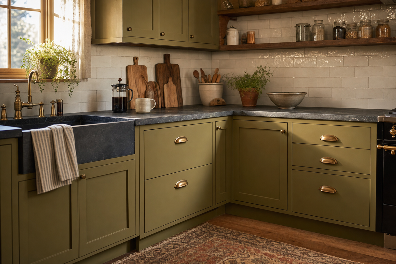 Palmer by Benjamin Moore on cabinets