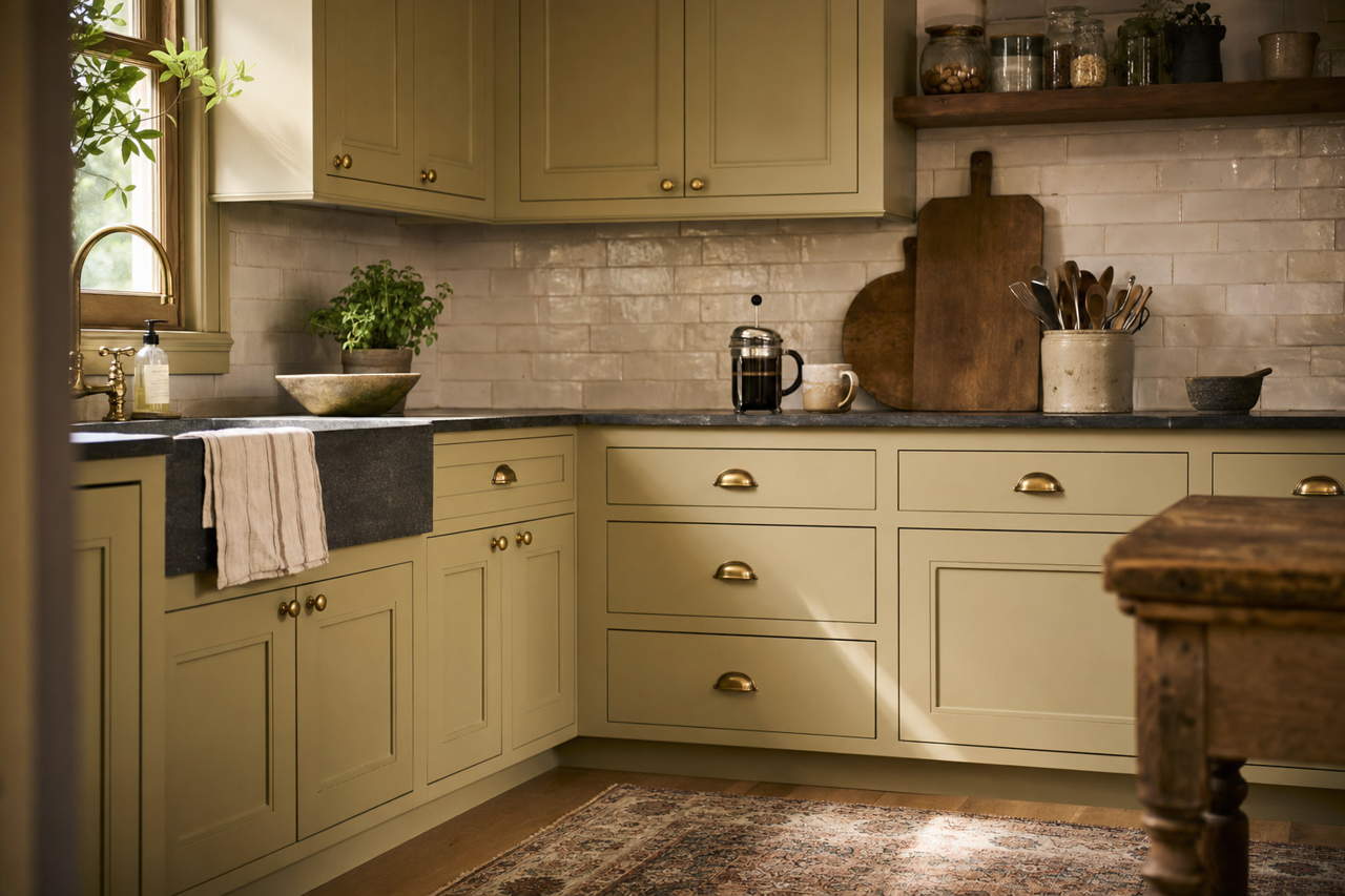 Bassett by Benjamin Moore on cabinets