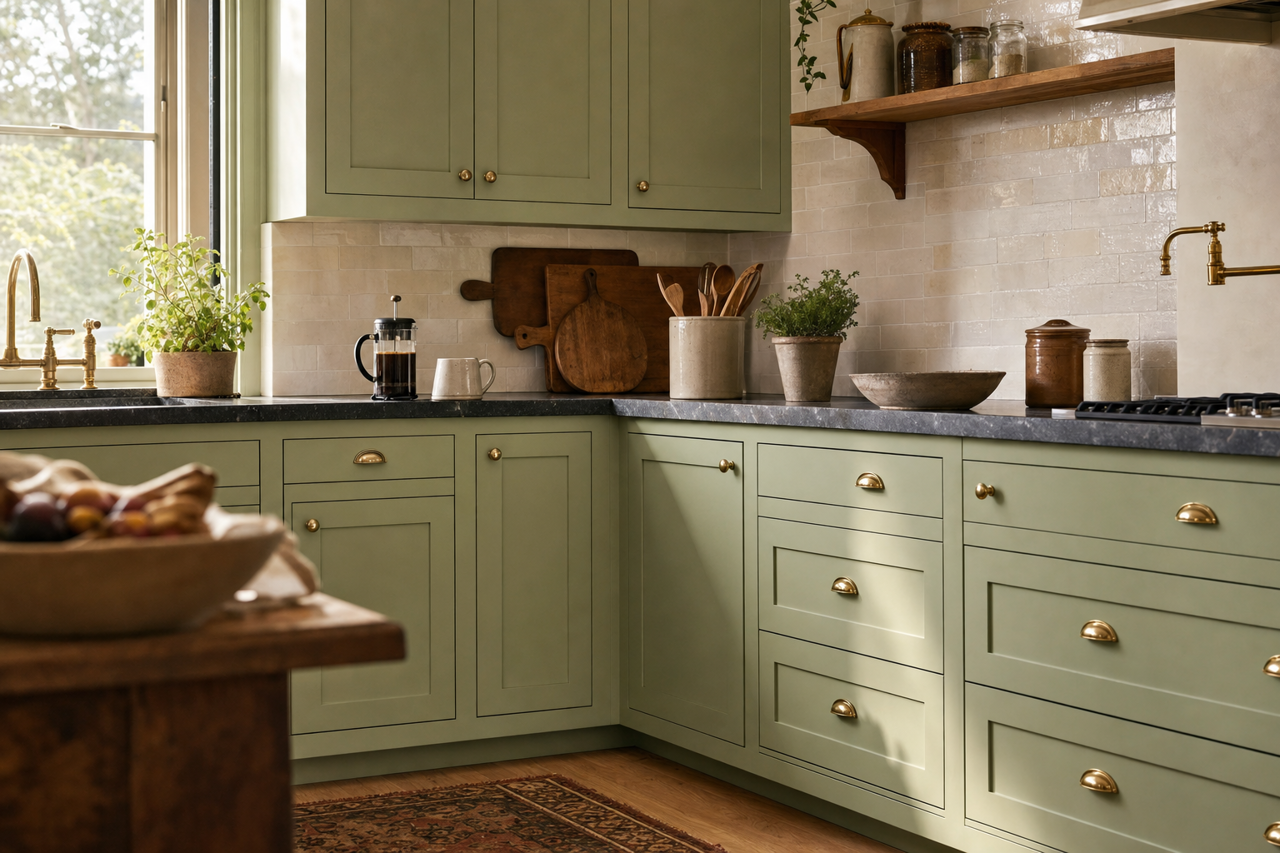 Russell by Benjamin Moore on cabinets