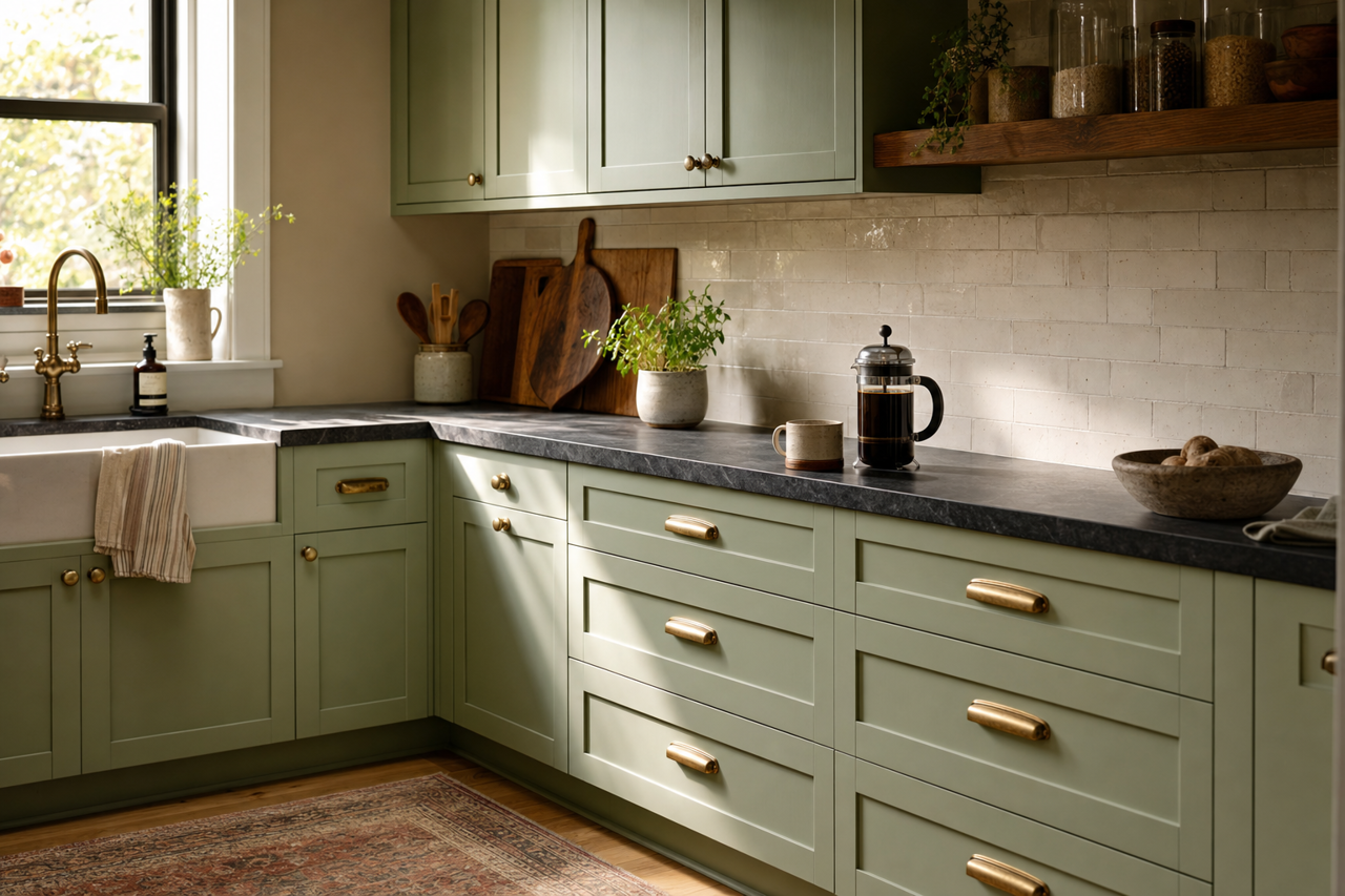 Sea by Benjamin Moore on cabinets