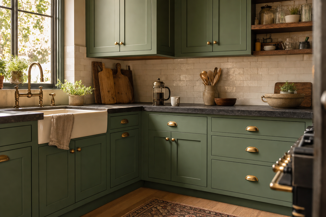Raleigh by Benjamin Moore on cabinets