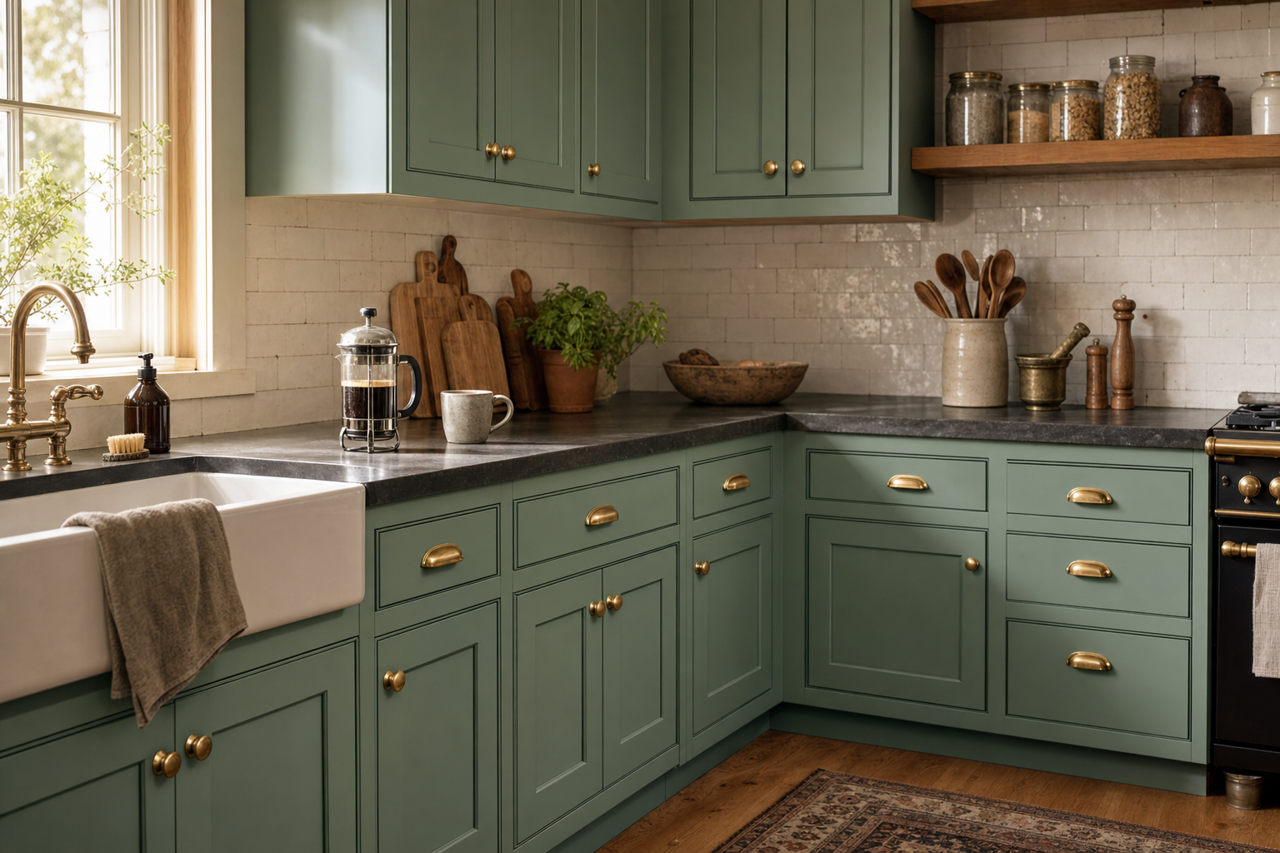 Spotswood by Benjamin Moore on cabinets