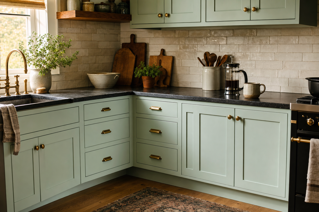 Galt by Benjamin Moore on cabinets