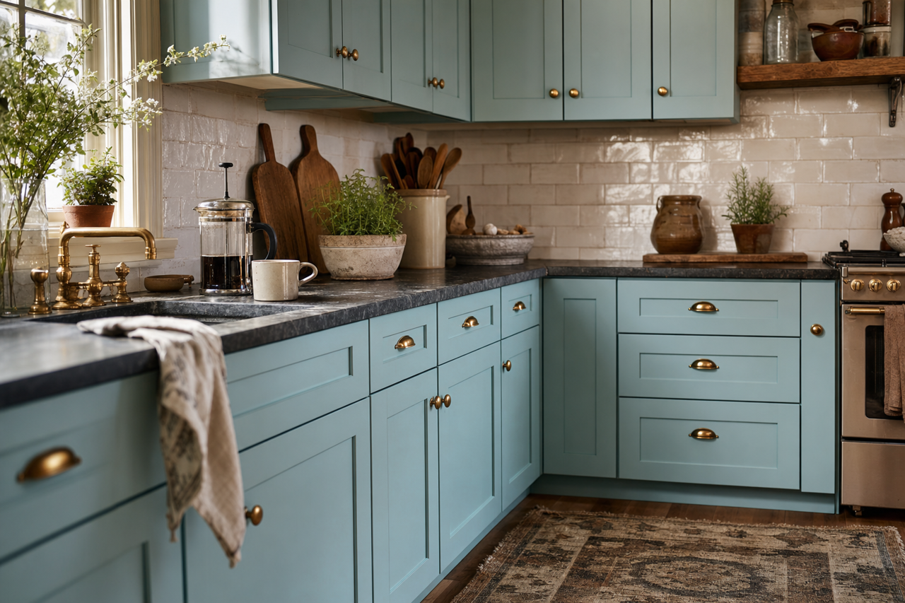 Chesapeake by Benjamin Moore on cabinets
