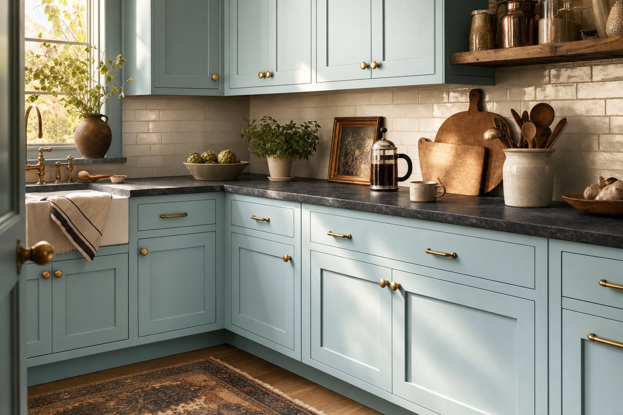 Greenhow by Benjamin Moore on cabinets