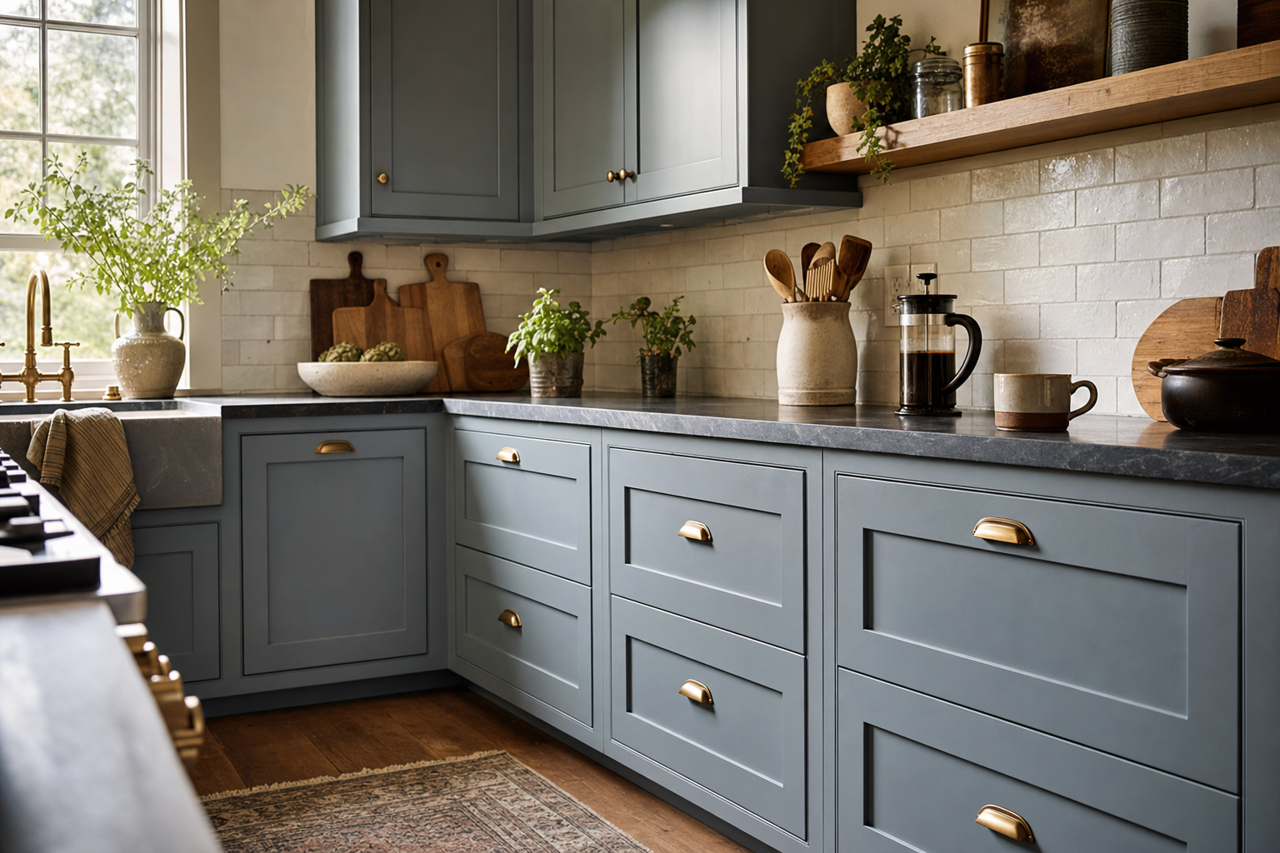 Chiswell by Benjamin Moore on cabinets