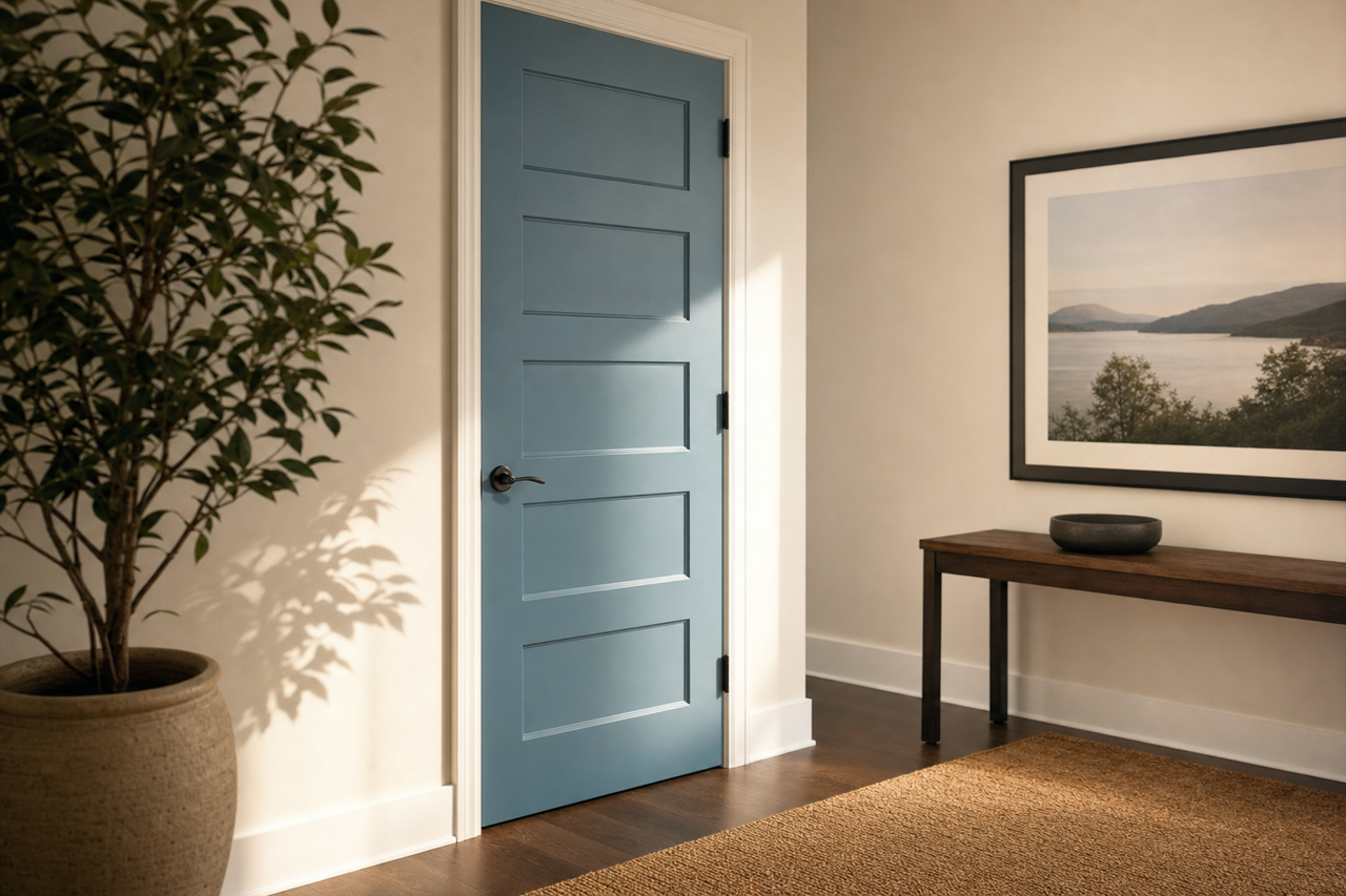 Azurite by Benjamin Moore on interior-doors