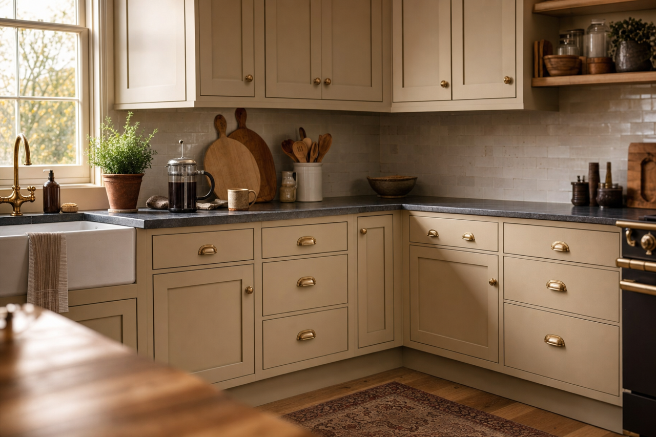 Clarksville by Benjamin Moore on cabinets
