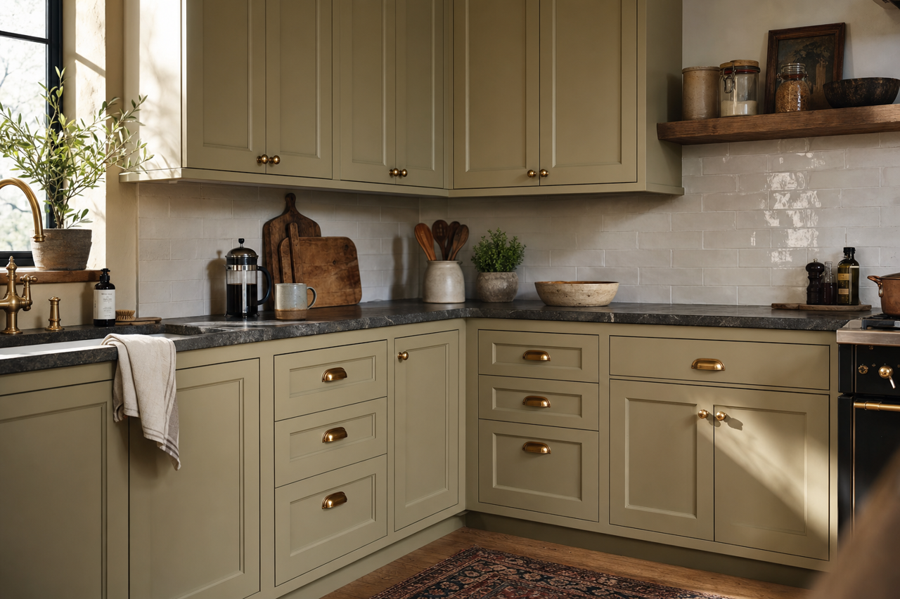 Crownsville by Benjamin Moore on cabinets