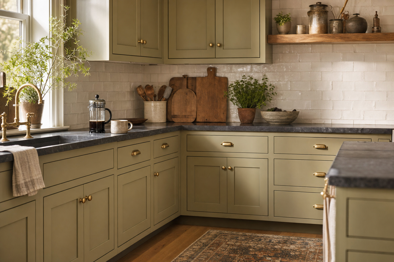 Tate by Benjamin Moore on cabinets
