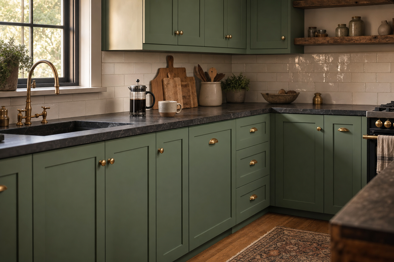 Fairmont by Benjamin Moore on cabinets