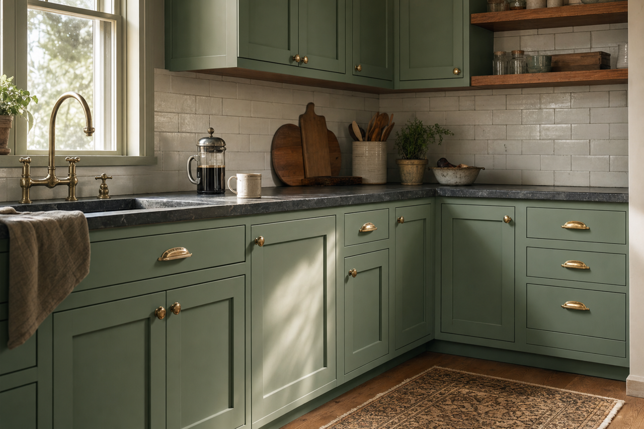 Clearspring by Benjamin Moore on cabinets