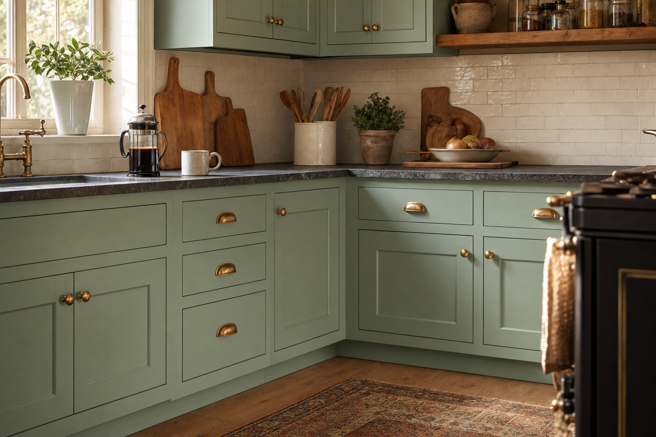 Harrisburg by Benjamin Moore on cabinets