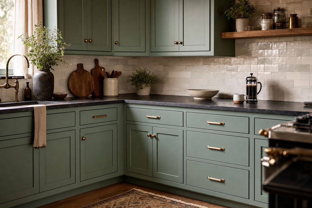 Waterbury by Benjamin Moore on cabinets