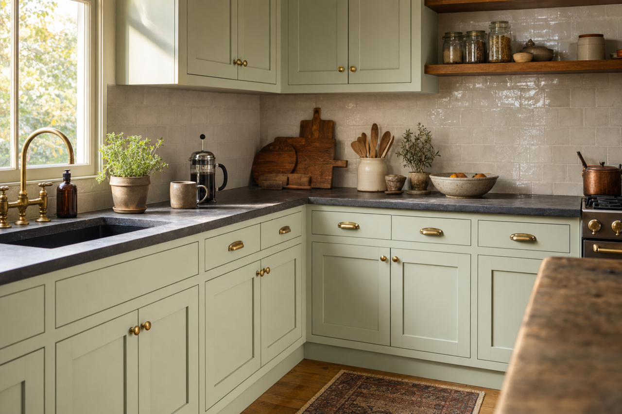 Hollingsworth by Benjamin Moore on cabinets