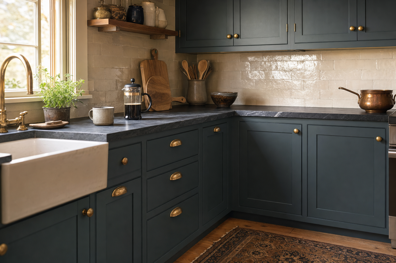 Narragansett by Benjamin Moore on cabinets