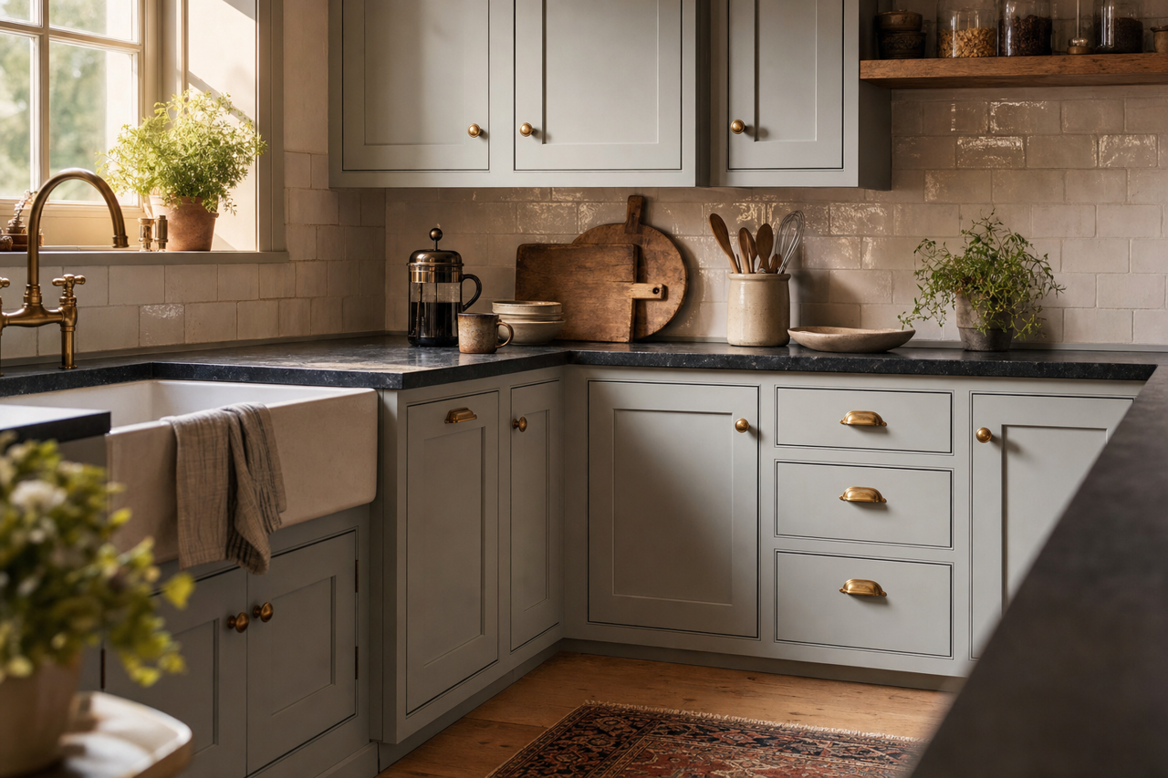 Boothbay by Benjamin Moore on cabinets