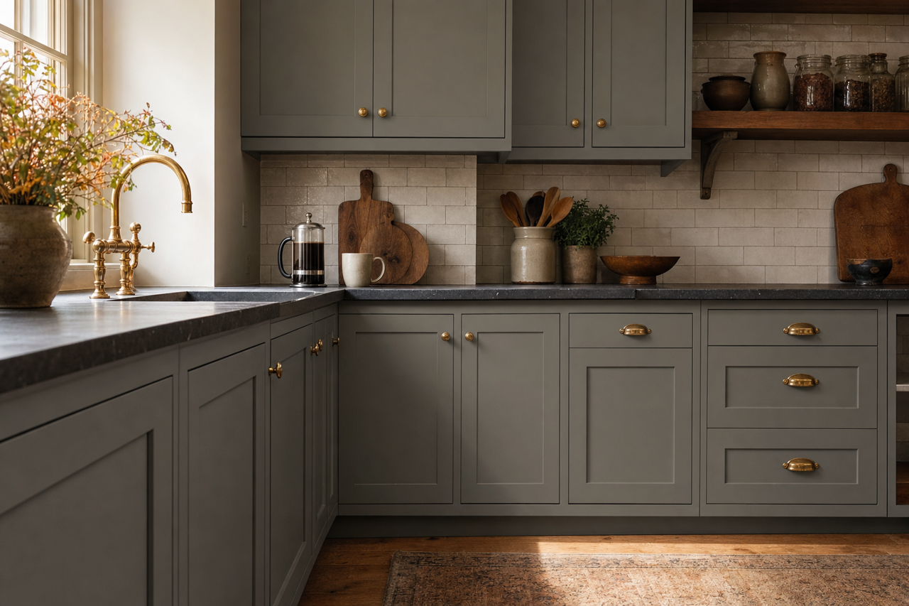 Amherst by Benjamin Moore on cabinets