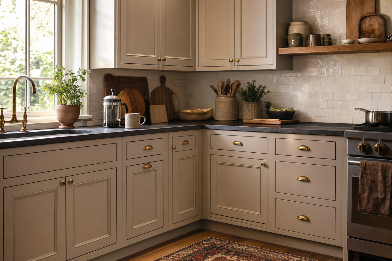 Briarwood by Benjamin Moore on cabinets