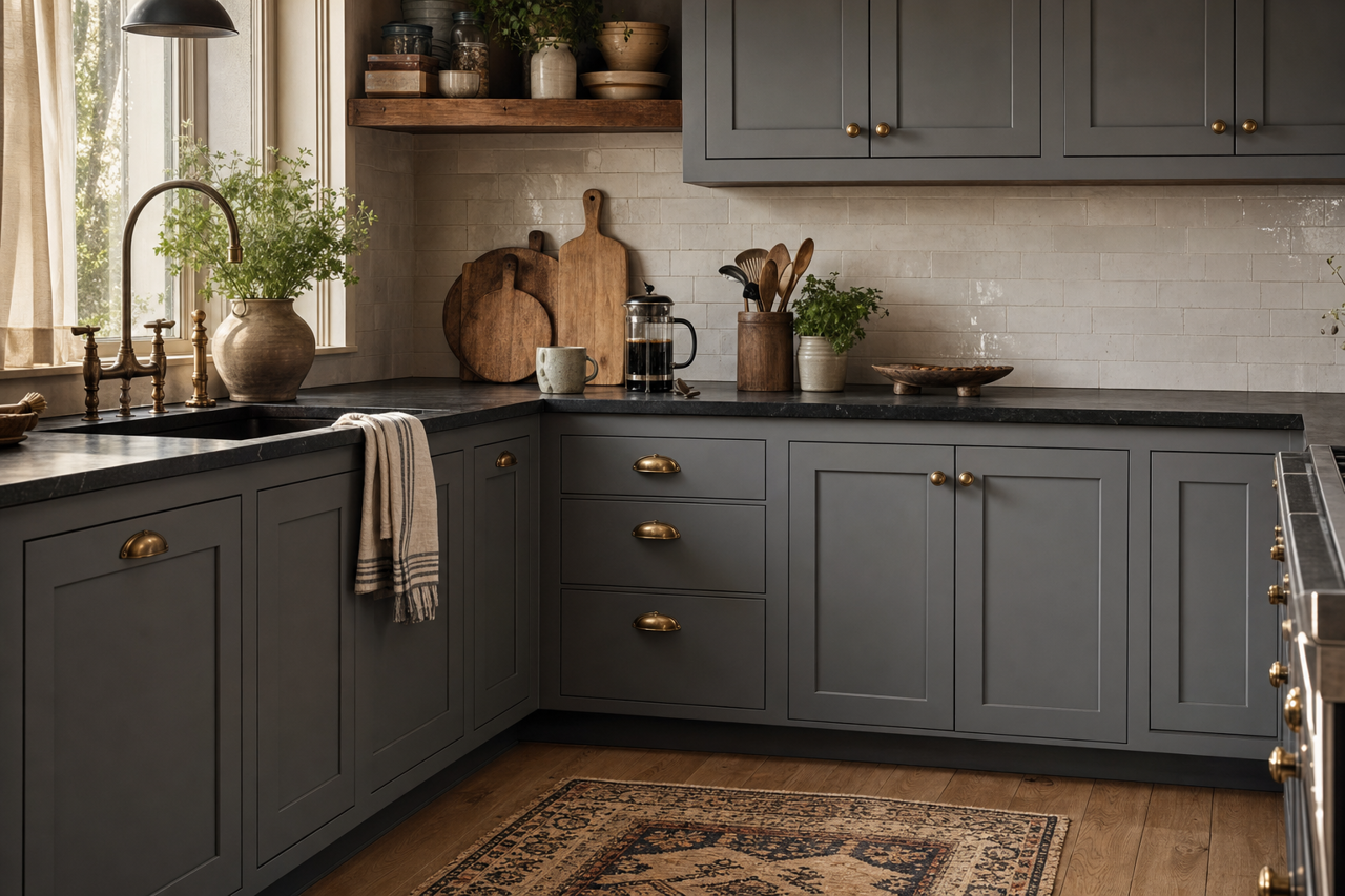 Charcoal by Benjamin Moore on cabinets