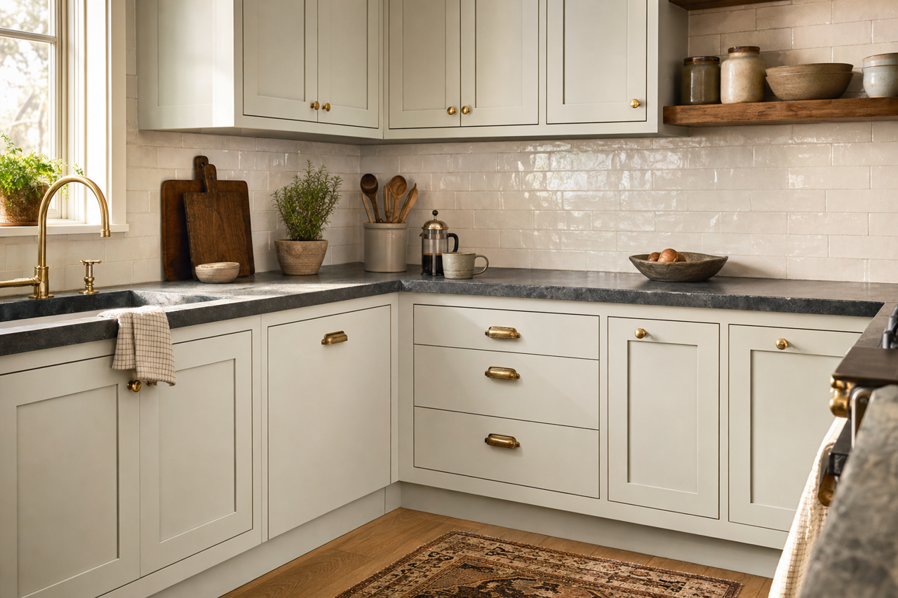 Cliffside by Benjamin Moore on cabinets