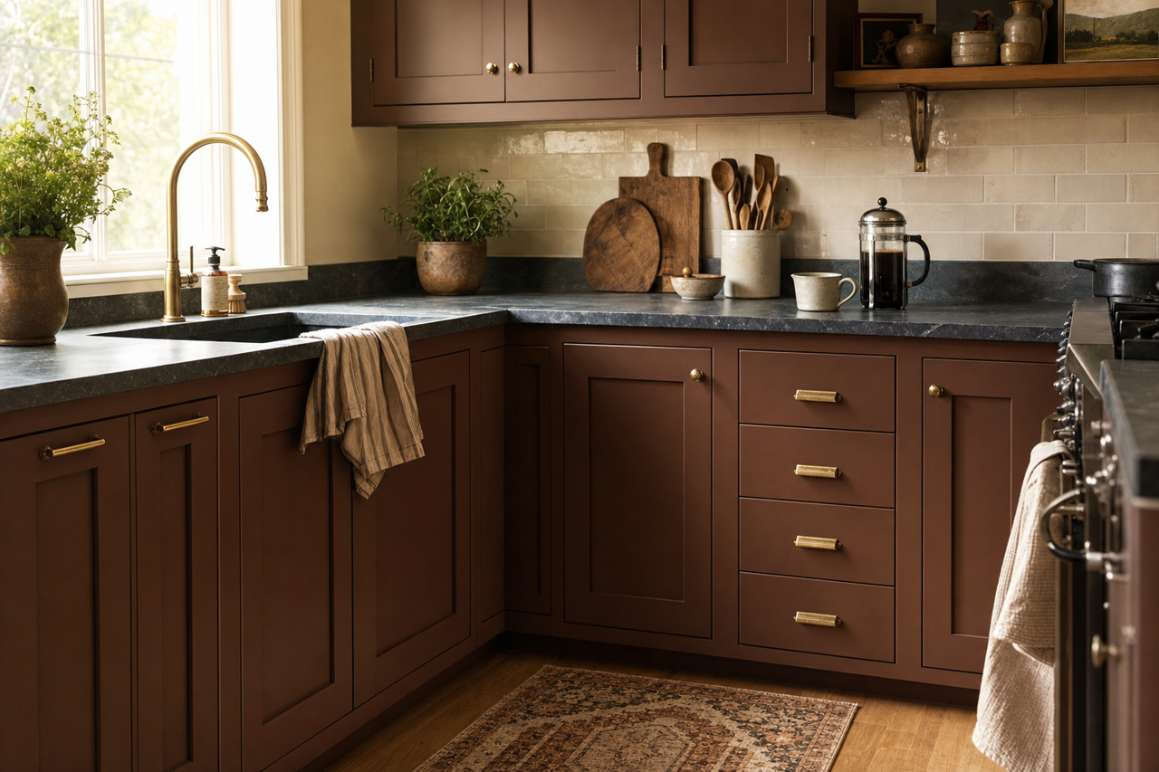 Tudor by Benjamin Moore on cabinets