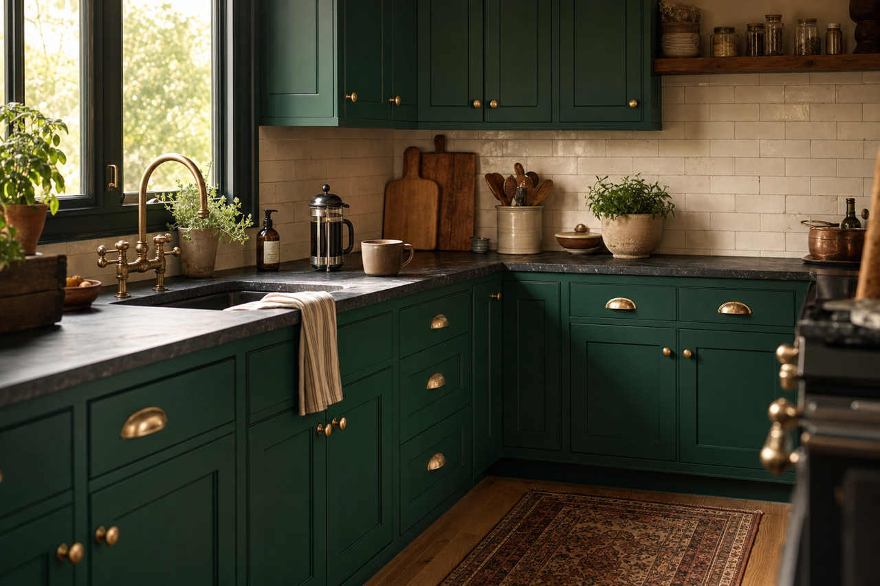 Chrome by Benjamin Moore on cabinets