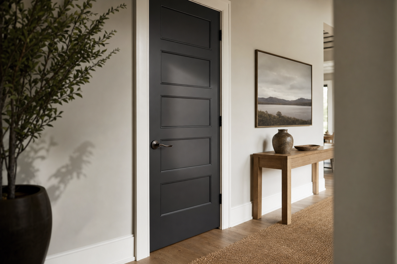 Black by Benjamin Moore on interior-doors