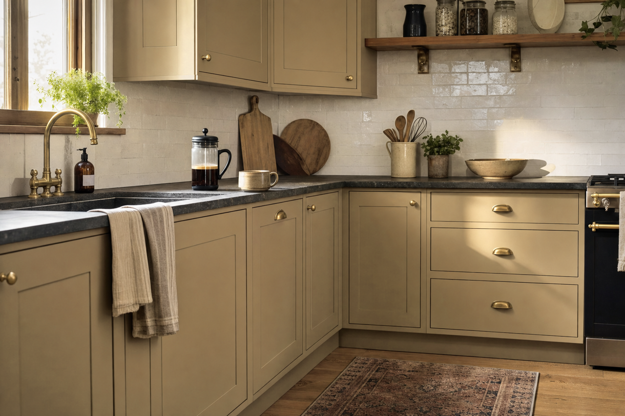 Woodstock by Benjamin Moore on cabinets