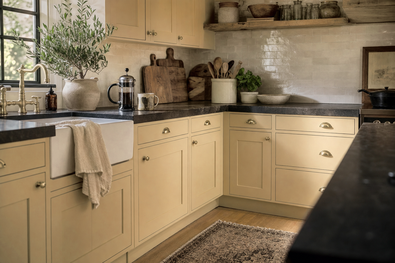 Yorkshire by Benjamin Moore on cabinets