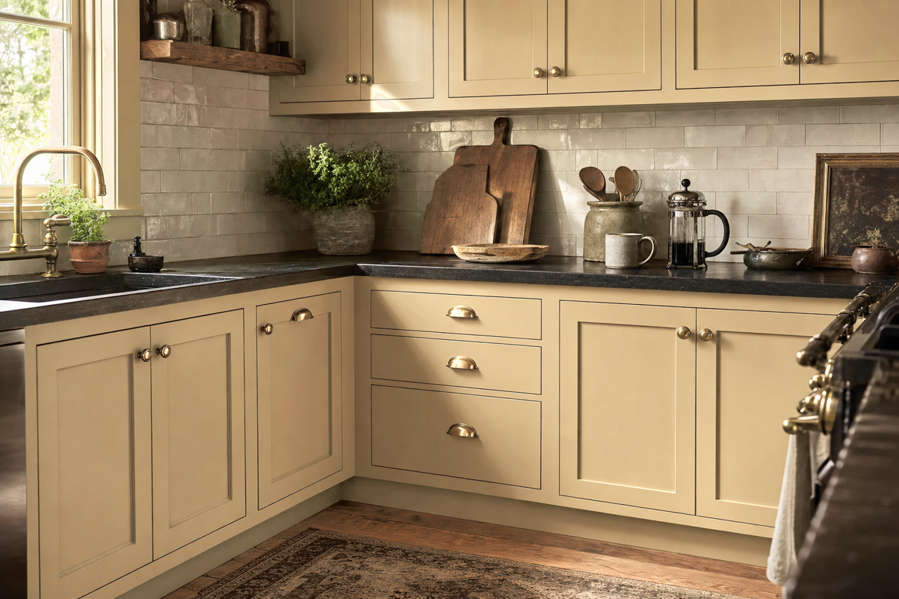 Quincy by Benjamin Moore on cabinets
