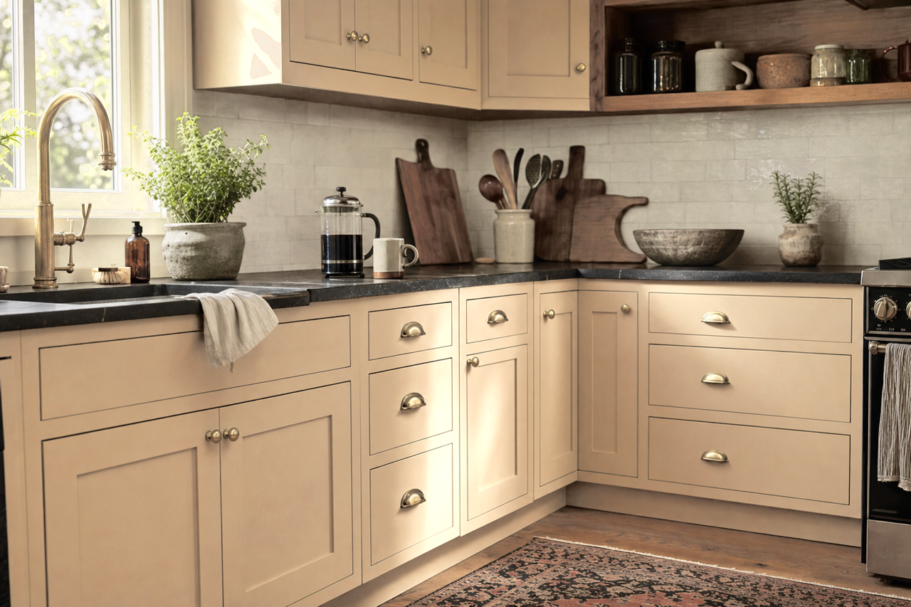 Bradstreet by Benjamin Moore on cabinets