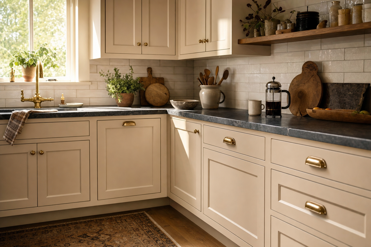 Litchfield by Benjamin Moore on cabinets