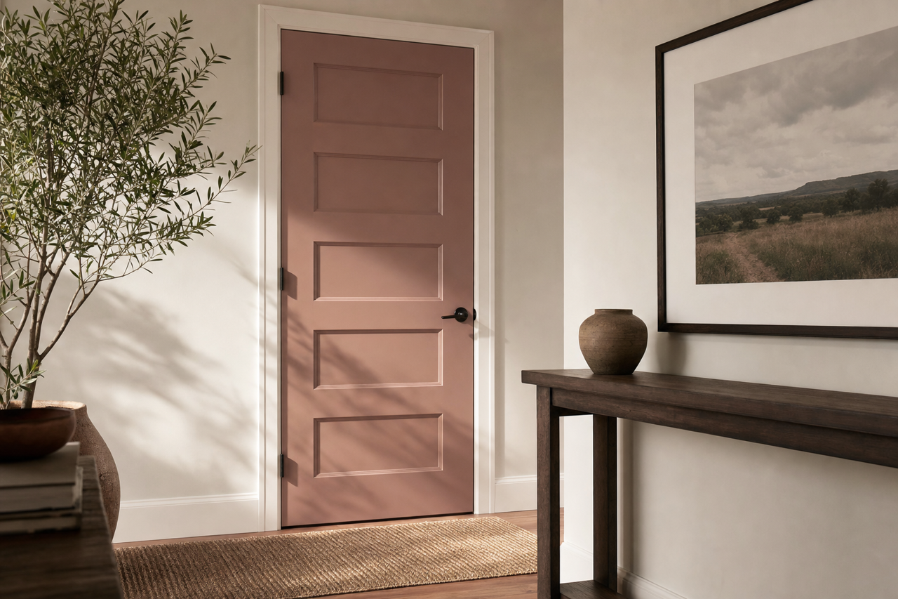Mulberry Silk by Sherwin-Williams on interior-doors